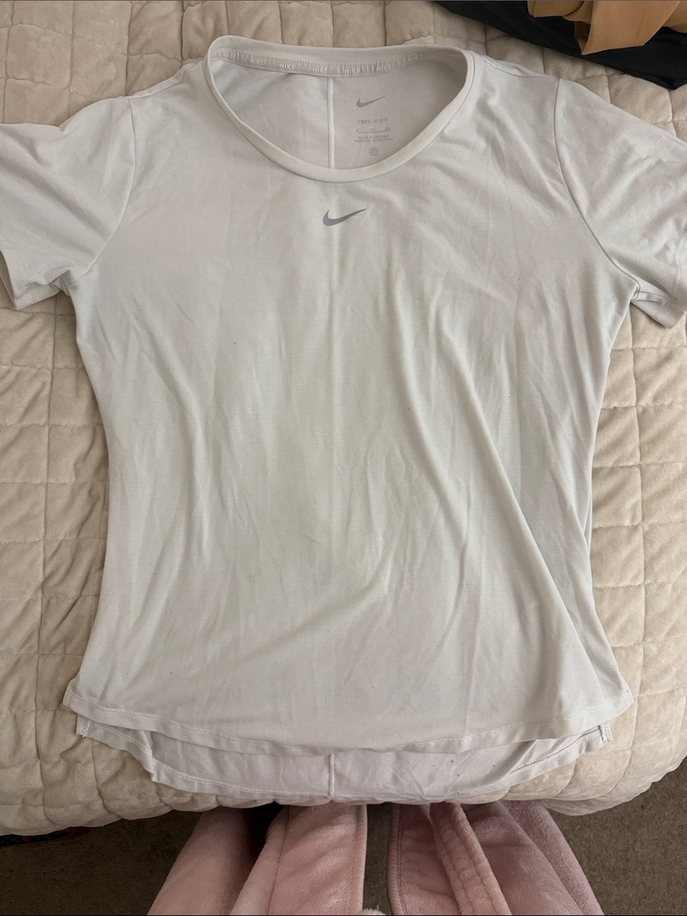 Nike Light Gray Short Sleeve Dri-FIT Tee with Silver Swoosh